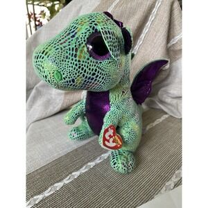 Ty Beanie Boo Cinder the Dragon Green Plush, 9-inch